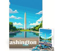 Rompecabezas del Monumento a Washington DC de 1000 Piezas para Adultos Juego de Estrategia, Juego Ligero y Divertido (38x26cm)