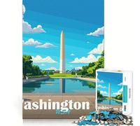 Rompecabezas del Monumento a Washington DC para Adultos 1000 Piezas Juego para ejercitar la Mente Corte de precisión Bordes Suaves desafío Divertido para Pasar el Tiempo (38x52cm)
