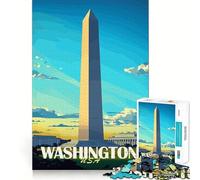 Rompecabezas del Monumento a Washington DC para Adultos 1000 Piezas Juego para estimular la Mente tamaño Uniforme Piezas precisas Ideal para Viajar ejercitar la Mente (38x26cm)
