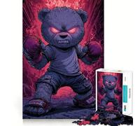 Rompecabezas del Oso Boxeador Enojado,1000 Piezas,Juego Divertido sin Rebabas,Piezas de Corte Limpio,portátil,Ideal para Viajes (38x52cm)
