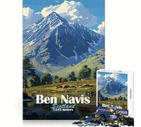 Rompecabezas del paisaje de la montaña Ben Nevis,1000 piezas para adultos Fomenta la concentración,desarrolla la habilidad y aprovecha bien el tiempo ¡Encaja a la perfección! Sorpresa navideña 38x26cm