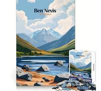 Rompecabezas del paisaje de la montaña Ben Nevis,1000 piezas para adultos Fomenta la concentración,desarrolla la habilidad y aprovecha bien el tiempo ¡Encaja a la perfección! Sorpresa navideña 38x26cm