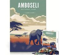 Rompecabezas del Parque Nacional Amboseli para Adultos, 1000 Piezas, Creativo, Relajante, con Bordes precisos, Sorpresa navideña (38x52cm)