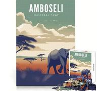 Rompecabezas del Parque Nacional Amboseli para Adultos, 1000 Piezas, Ejercicio Mental, diversión sin estrés, Bordes nítidos, Regalo Original (38x26cm)