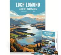 Rompecabezas del Parque Nacional de Loch Lomond para Adultos,1000 Piezas,para ejercitar la Memoria,Actividad Relajante,Bordes limpios, (38x52cm)