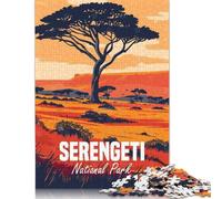 Rompecabezas del Parque Nacional del Serengeti, 1000 Piezas, para Adultos, de Papel, para aliviar el estrés, 38 x 26 cm (1000 Piezas)