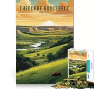 Rompecabezas del Parque Nacional Theodore Roosevelt de 1000 Piezas para Adultos, Juguete de lógica Fuerte, Alivio de la ansiedad, Borde Transparente, Regalo para Festivales 38x26cm
