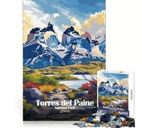 Rompecabezas del Parque Nacional Torres del Paine, Chile, para Adultos, 1000 Piezas, agudeza Mental, fácil Disfrute, Ajuste preciso, (50x75cm)