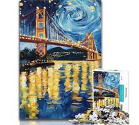 Rompecabezas del Puente de San Francisco de Noche, 1000 Piezas para Adultos, Juego Familiar antiestrés, desafío difícil, Gran Regalo y Juguete 38x26cm