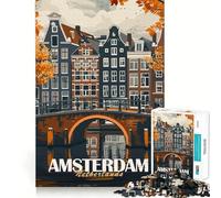 Rompecabezas del Puente del Canal de Ámsterdam,1000 Piezas,estimulación cognitiva,Divertido,sin Rebabas,Piezas de Corte Limpio,Juguete de Entretenimiento para Interiores (38x26cm)