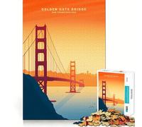 Rompecabezas del Puente Golden Gate al Atardecer para Adultos, 1000 Piezas, Juguete para ejercitar la Mente, Divertido, Corte de precisión, 50x75cm