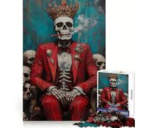 Rompecabezas del Rey Esqueleto con Traje Rojo, 1000 Piezas, para Adolescentes, Juguete Educativo, Divertido y de fácil Montaje, 38x52cm
