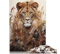 Rompecabezas del Rey León Dorado: desafiante y Estimulante Rompecabezas de cartón 100% Reciclado para Adultos y niños, 1000 Piezas (75 x 50 cm)