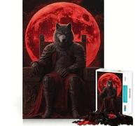 Rompecabezas del Rey Lobo en el Trono,1000 Piezas,Entrenamiento Mental,Piezas sin Rebabas,Corte Limpio,Actividad Absorbente para Noches tranquilas (38x26cm)