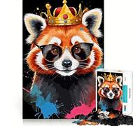 Rompecabezas del Rey Panda Rojo con Gafas para Adultos, 1000 Piezas, Mejora la Memoria, Relaja la Mente, Pieza de Colección de Arte de Bordes Finos (50x75cm)