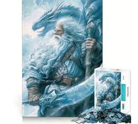 Rompecabezas del Señor Dragón Blanco 1000 Juego de Memoria Mental de Alta precisión para Cortar Manualidades interactivas desafío Cerebral para el hogar (38x26cm)