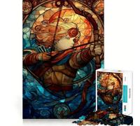 Rompecabezas del Signo Zodiacal Sagitario Estilo vidriera, 1000 Piezas para Adultos Mejora la Memoria Diversión Relajante Corte Regalo Memorable (50x75cm)