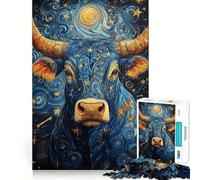 Rompecabezas del Signo Zodiacal Tauro Estrellado para Adolescentes, 1000 Piezas, Juguete de lógica Mental, Alivio del estrés, Corte Firme, Regalo de Papá Noel 38x26cm