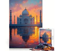 Rompecabezas del Taj Mahal al Atardecer para Adolescentes, 1000 Piezas, para Mejorar la Memoria, con Bordes limpios, 38x26cm