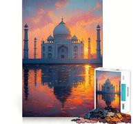 Rompecabezas del Taj Mahal al Atardecer para Adolescentes, 1000 Piezas, para Mejorar la Memoria, con Bordes limpios, 38x26cm