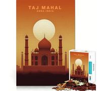 Rompecabezas del Taj Mahal de Agra, 1000 Piezas para Adultos, Juguete para ejercitar la Mente, Momento de Paz, Arte de Corte nítido, Coleccionable 50x75cm