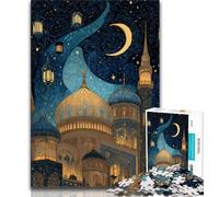 Rompecabezas del Taj Mahal de Noche de 1000 Piezas para Adultos Difícil de completar, Pero Divertido y Divertido Decoración hogar 50x75cm