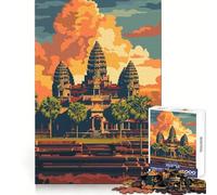 Rompecabezas del Templo de Angkor Wat al Atardecer para Adolescentes, 1000 Piezas, concentración Mental, recreación Tranquila, Ajuste, Bonito Regalo (50x75cm)