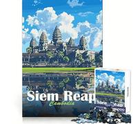 Rompecabezas del Templo de Angkor Wat, Siem Reap, 1000 Piezas para Adolescentes Entrenamiento Mental Fácil de Usar Diseño Elegante (38x26cm)