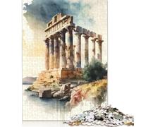 Rompecabezas del Templo de Poseidón en Sunión, decoración única para el hogar, 100% cartón Reciclado, Ideal para niños o niñas, 1000 Piezas (38 x 26 cm)