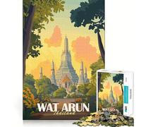 Rompecabezas del Templo Wat Arun Tailandia 1000 Piezas Diversión para ejercitar la Memoria Bordes Lisos Encajan a la perfección Una Forma Divertida de llenar Las Horas Libres (50x75cm)