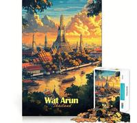 Rompecabezas del Templo Wat Arun Tailandia 1000 Piezas Diversión para ejercitar la Memoria Bordes Lisos Encajan a la perfección Una Forma Divertida de llenar Las Horas Libres (50x75cm)