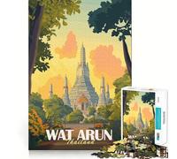 Rompecabezas del Templo Wat Arun Tailandia Juego de concentración Mental de 1000 Piezas Corte de precisión Bordes Suaves Juego Que fomenta la conexión Entre Diferentes Piezas (38x26cm)
