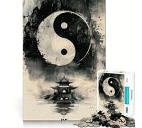 Rompecabezas del Templo Yin Yang de 1000 Piezas para Adultos Divertido Juego de Memoria Requiere un Trabajo de Corte Experto Actividad Relajante para Grupos en Interiores (50x75cm)