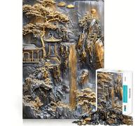 Rompecabezas del Templo Zen Dorado Místico para Adolescentes, 1000 Piezas, Juguete de Lógica Fina, Suave, Relajante, Bordes Limpios, Regalo Premium (50x75cm)