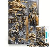 Rompecabezas del Templo Zen Dorado Místico para Adultos, 1000 Piezas, Juguete Intelectual, Diversión Pacífica, Corte Preciso, Lista de Deseos de Santa Claus (38x26cm)