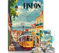 Rompecabezas del tranvía de Lisboa de 1000 Piezas para Adultos y Adolescentes Un Juego desafiante Ideal para Regalar a Toda la Familia 50x75cm
