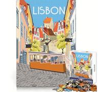 Rompecabezas del tranvía de Lisboa,Portugal,para Adultos,1000 Piezas,práctica de razonamiento,pasatiempo Relajante,Bordes de Primera Calidad, Navidad (50x75cm)