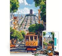 Rompecabezas del tranvía de San Francisco de 1000 Piezas para Adolescentes Juguete de lógica Fuerte Relajación Mental Bordes definidos Regalo Elegante (38x52cm)