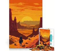 Rompecabezas del Viejo Oeste con diseño de vaquero al atardecer,1000 piezas para adultos Divertido juego de memoria Elaboración de corte experta Actividad relajante para grupos en interiores (38x52cm)