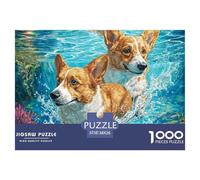 Rompecabezas Desafiante 1000 Piezas de Perro Bonito - Dos Corgis en Cascada, Juego Familiar Divertido y Gran Idea de Regalo 38x26cm