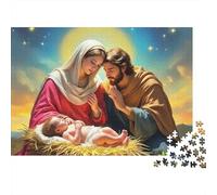 Rompecabezas Desafiante de 1000 Piezas de Jesús - Religión para Adultos María y José Junto al Niño Jesús en el Pesebre Papel Reciclado | Regalo Divertido 52x38cm/1000pcs