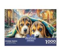 Rompecabezas desafiante de Cachorros bajo una Manta para Adultos: Dos Cachorros descansando Sus Cabezas para Adultos, Adolescentes y Personas Mayores. Gran Regalo. 38 x 26 cm (1000 Piezas).