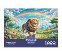 Rompecabezas desafiante de león para Adultos: león en un Prado arcoíris para Adultos, Adolescentes y Personas Mayores. Gran Regalo. 70 x 50 cm/1000 Piezas.