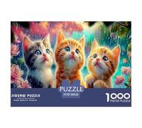 Rompecabezas desafiante y Estimulante: Gato durmiendo: Tres Gatitos Mirando hacia Arriba para Adultos y niños a Partir de 12 años, 38 x 26 cm (1000 Piezas)