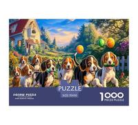 Rompecabezas desafiantes de Beagle para Adultos: Beagles Persiguiendo una Pelota para Adultos, Adolescentes y Personas Mayores. Gran Regalo. 70 x 50 cm/1000 Piezas.