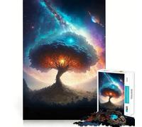 Rompecabezas difícil Árbol Espacial Místico para Adultos 1000 Piezas Think Toy Peaceful Fun Clean Cut Fine Art Piece (38x52cm)
