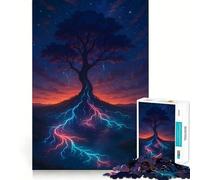 Rompecabezas difícil Árbol místico con raíces Brillantes para Adultos, 1000 Piezas, Juguete de lógica Resistente, Tiempo en Familia, Bordes definidos, Regalo Ideal (50x75cm)