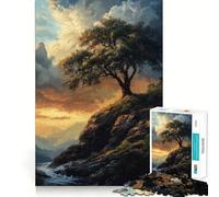 Rompecabezas difícil Árbol Solitario en un acantilado para Adultos, 1000 Piezas Mejora la Memoria, relaja la Mente, Bordes Afilados, Regalo Elegante (38x26cm)