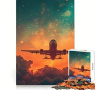 Rompecabezas difícil Avión Atardecer para Adultos 1000 Piezas Juguete Intelectual Tiempo Acogedor Corte de Calidad (50x75cm)