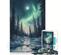 Rompecabezas difícil Bosque de Auroras Boreales para Adultos, 1000 Piezas, Memory Lift, fácil de armar, Ideal para el Ocio, Regalo artístico (38x26cm)